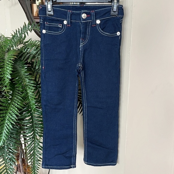 NWOT True Religion Girls Straight Leg Dark Wash Adjustable Waist Blue Jeans - Picture 13 of 13